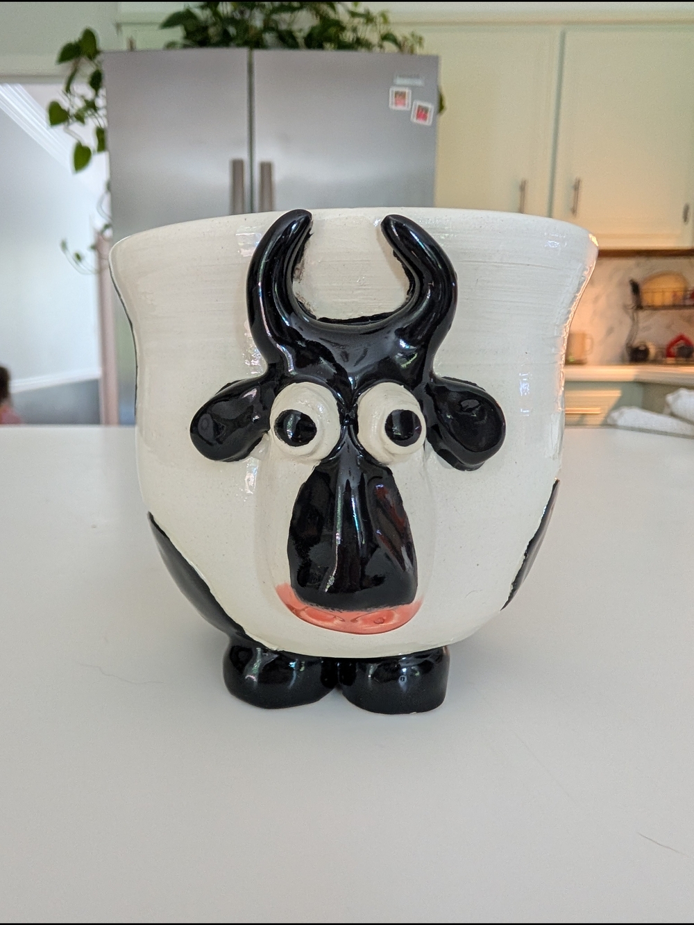 Handcrafted Cow Mug - Black and White Ceramic Home Art